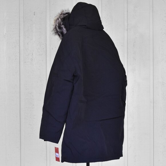 LONDON FOG Men's Snorkel Jacket with Detachable Hood & Faux Fur Trim Black Large - Picture 3 of 12